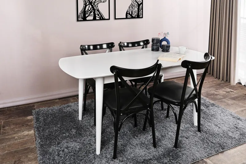 Masă Retro 1193, Alb, 80x75x130 cm - Alb