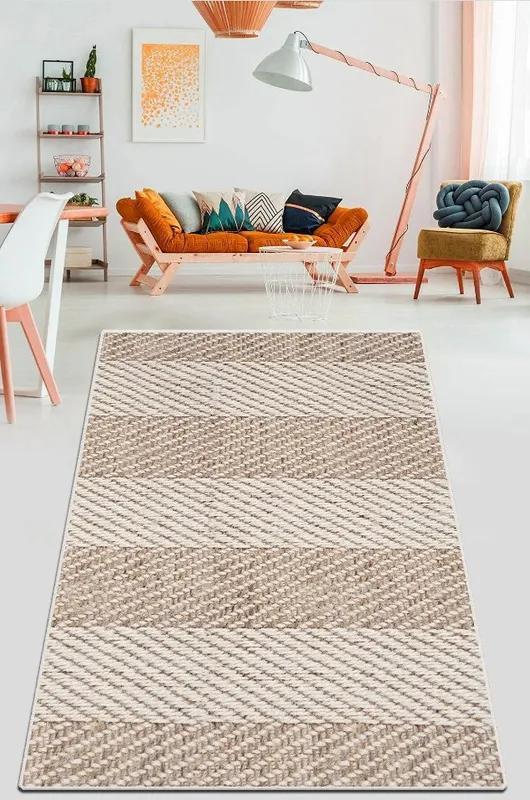 Covor de living / dormitor Parcali, Lavabil, Antiderapant, 80x150 cm - Multicolor / 80 x 150