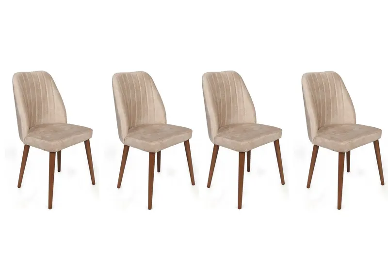 Set scaune (4 bucăți) Alfa V4 Chair Set (4 Pieces), Kaki, 50x90x49 cm - Crem