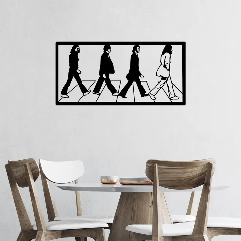 Decoratiune de perete Metal The Beatles, Negru, 39x1x80 cm - Negru