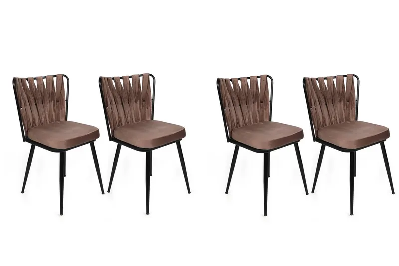 Set scaune (4 bucăți) Kuşaklı V4 Chair Set (4 Pieces), Crem, 43x82x43 cm - arsiv3