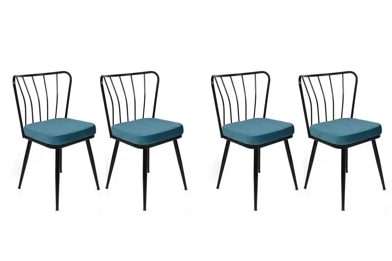 Set scaune (4 bucăți) Yıldız-1 Chair Set (4 Pieces), Albastru inchis, 42x82x43 cm - arsiv8