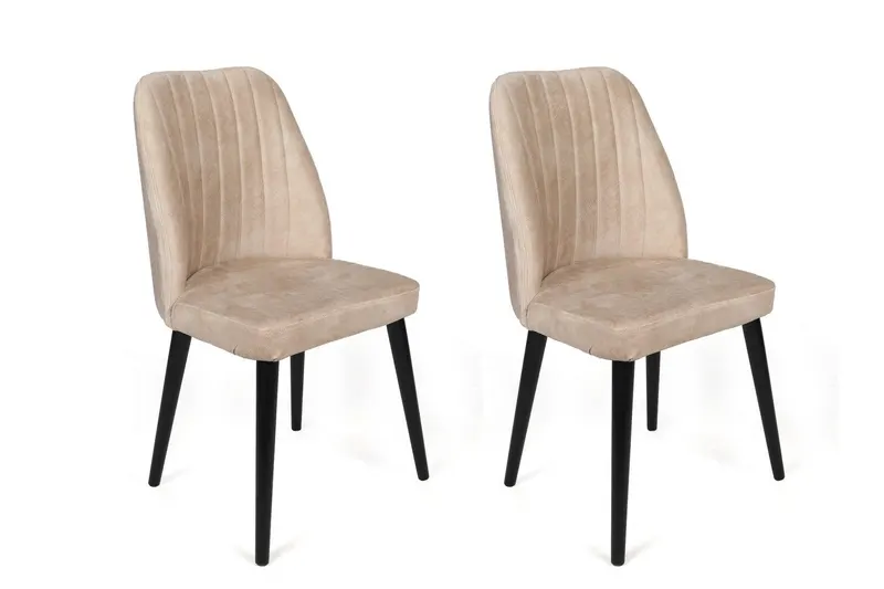 Set scaune (2 bucăți) Alfa Chair Set (2 Pieces), Kaki, 50x90x49 cm - Crem Negru