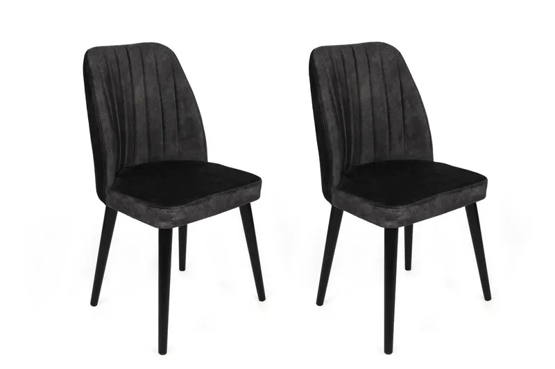 Set scaune (2 bucăți) Alfa Chair Set (2 Pieces), Kaki, 50x90x49 cm - Negru Antracit