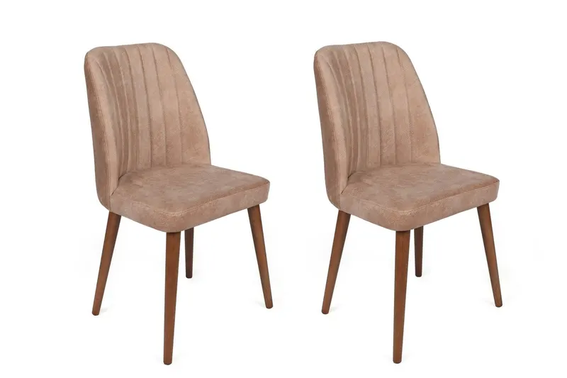 Set scaune (2 bucăți) Alfa Chair Set (2 Pieces), Kaki, 50x90x49 cm - Nuc Bej