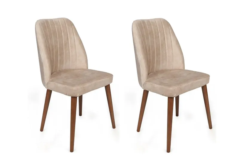 Set scaune (2 bucăți) Alfa Chair Set (2 Pieces), Kaki, 50x90x49 cm - Crem