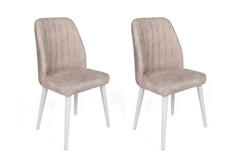 Set scaune (2 bucăți) Alfa Chair Set (2 Pieces), Kaki, 50x90x49 cm - Alb crem
