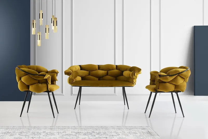 Set de canapea Balon Sofa Set, 135 x 79 x 65 cm - Auriu