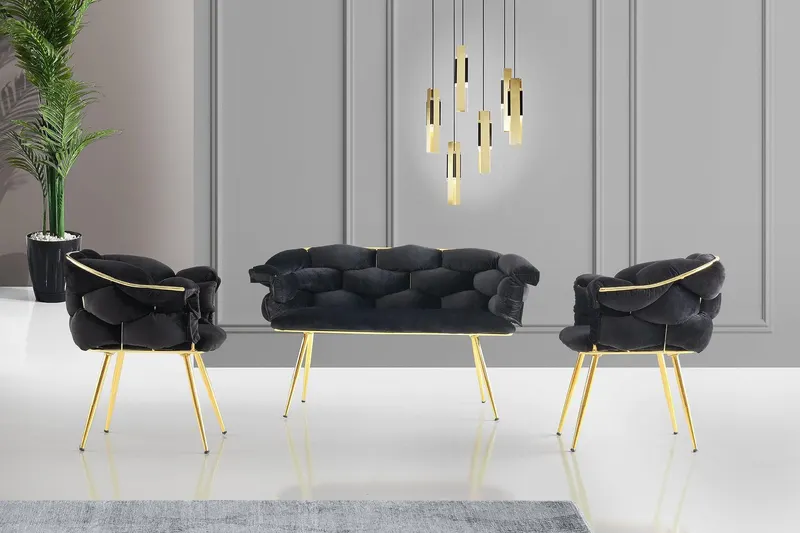 Set de canapea Balon Sofa Set, 135 x 79 x 65 cm - Negru
