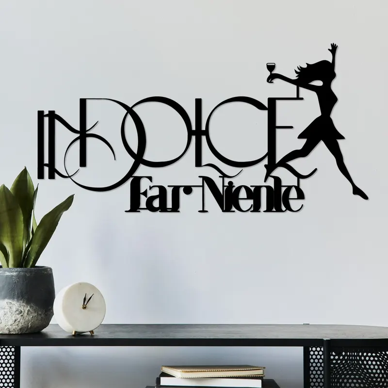 Decoratiune de perete Metal Dolce far Niente 1, Negru, 60x31 cm - Negru
