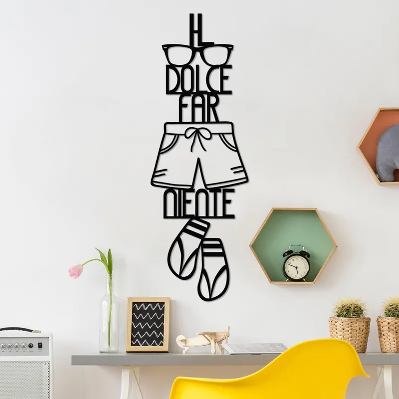 Decoratiune de perete Metal Dolce Far Niente 3, Negru, 30x85 cm - Negru