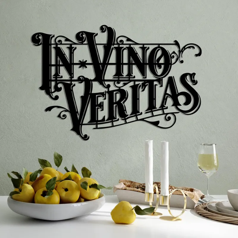 Decoratiune de perete Metal Veritas 2, Negru, 60x41 cm - Negru