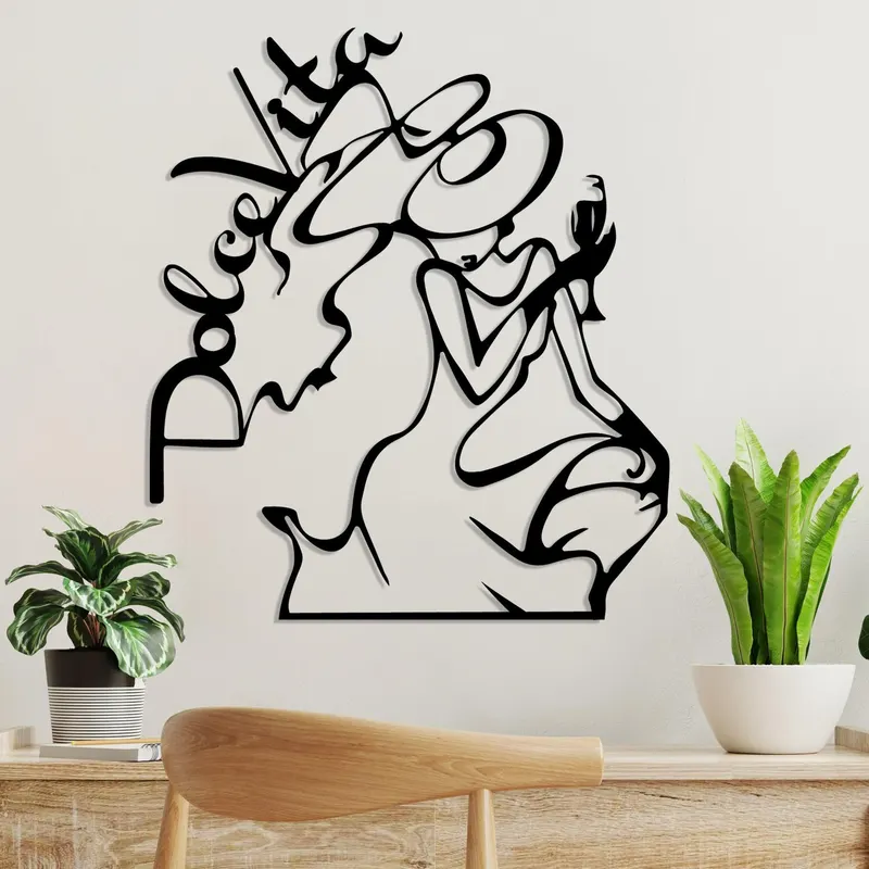 Decoratiune de perete Metal Dolce Vita 2, Negru, 50x56 cm - Negru