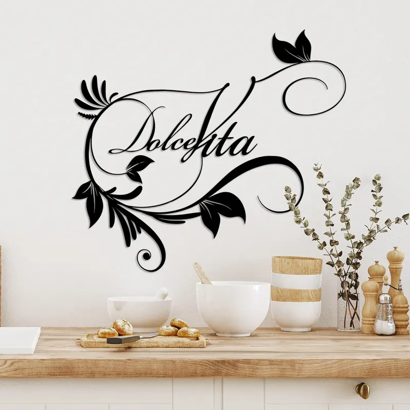 Decoratiune de perete Metal Dolce Vita 3, Negru, 56x48 cm - Negru