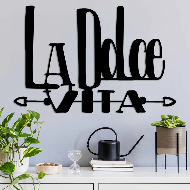 Decoratiune de perete Metal Dolce Vita 4, Negru, 56x37 cm - Negru