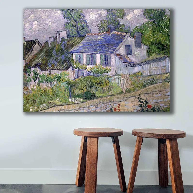 Tablou Canvas Casa, Albastru - Verde, 100 x 70 cm - Multicolor