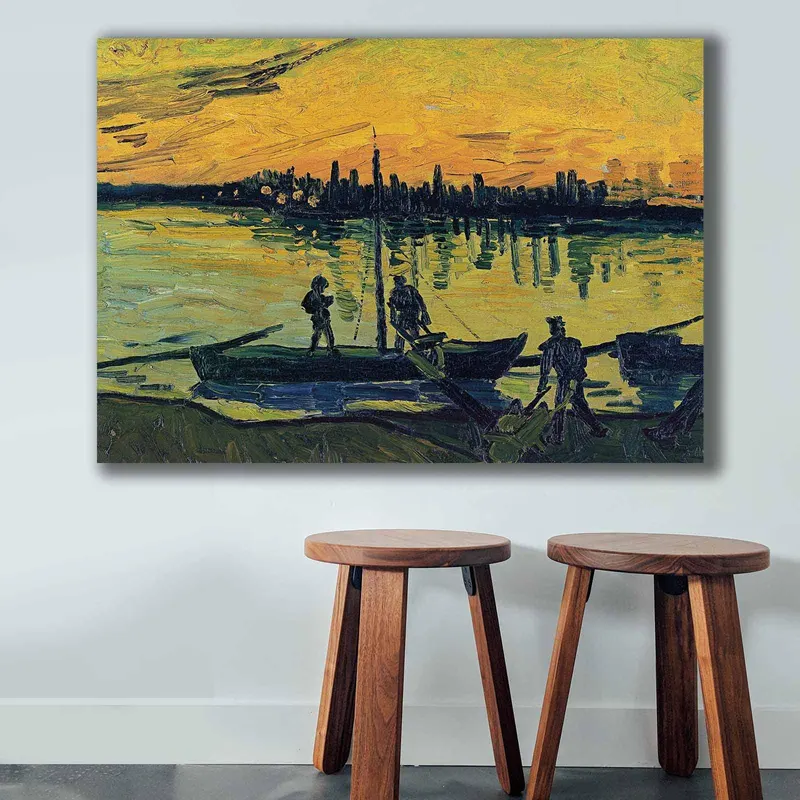 Tablou Canvas Pescari, Multicolor, 100 x 70 cm - Multicolor