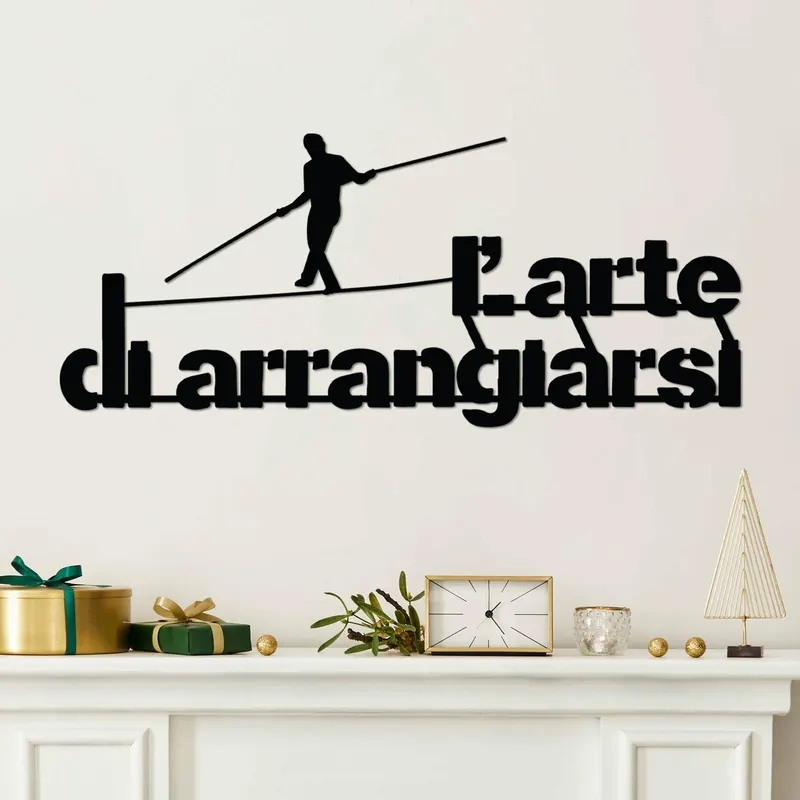 Decoratiune de perete Metal Arrangiarsi 3, Negru, 60x25 cm - Negru