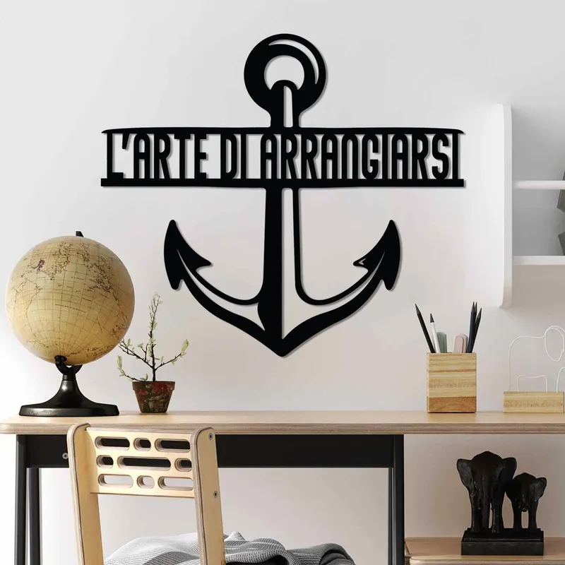 Decoratiune de perete Metal Arrangiarsi 4, Negru, 56x50 cm - Negru