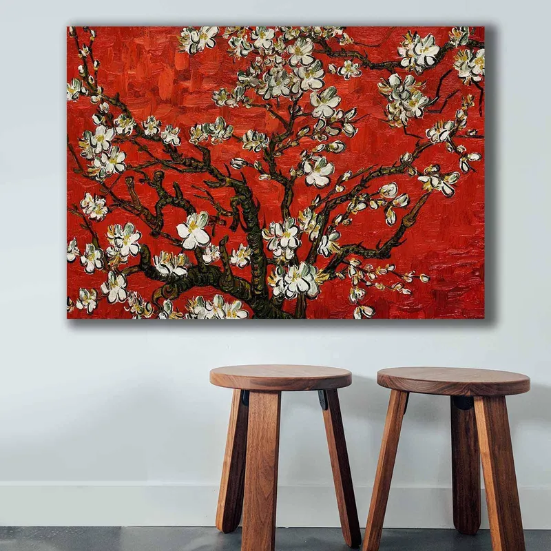 Tablou Canvas Flori Albe, Rosu, 100 x 70 cm - Multicolor