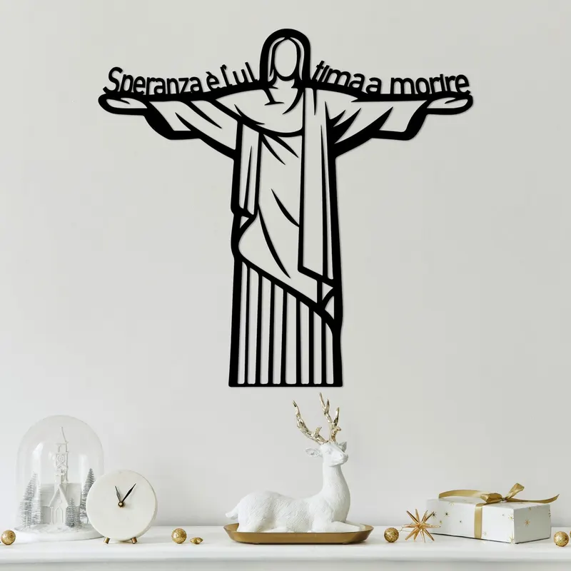 Decoratiune de perete Metal La Speranza 4, Negru, 56x54 cm - Negru