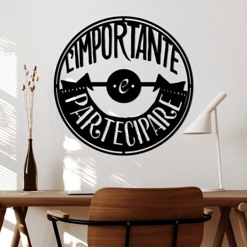 Decoratiune de perete Metal Limportante Partecipare 1, Negru, 56x56 cm - Negru