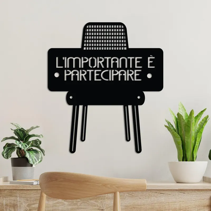 Decoratiune de perete Metal Limportante Partecipare 3, Negru, 50x56 cm - Negru