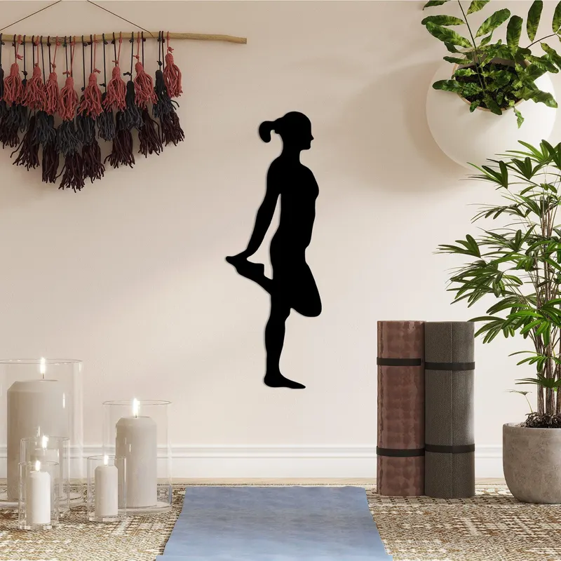 Decoratiune de perete Metal Yoga 1, Negru, 21x60 cm - Negru