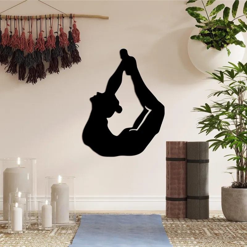Decoratiune de perete Metal Yoga 3, Negru, 38x50 cm - Negru