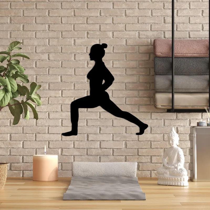 Decoratiune de perete Metal Yoga 4, Negru, 51x55 cm - Negru
