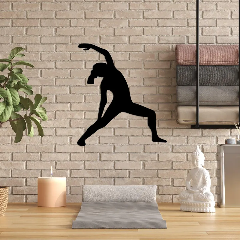 Decoratiune de perete Metal Yoga 5, Negru, 48x55 cm - Negru