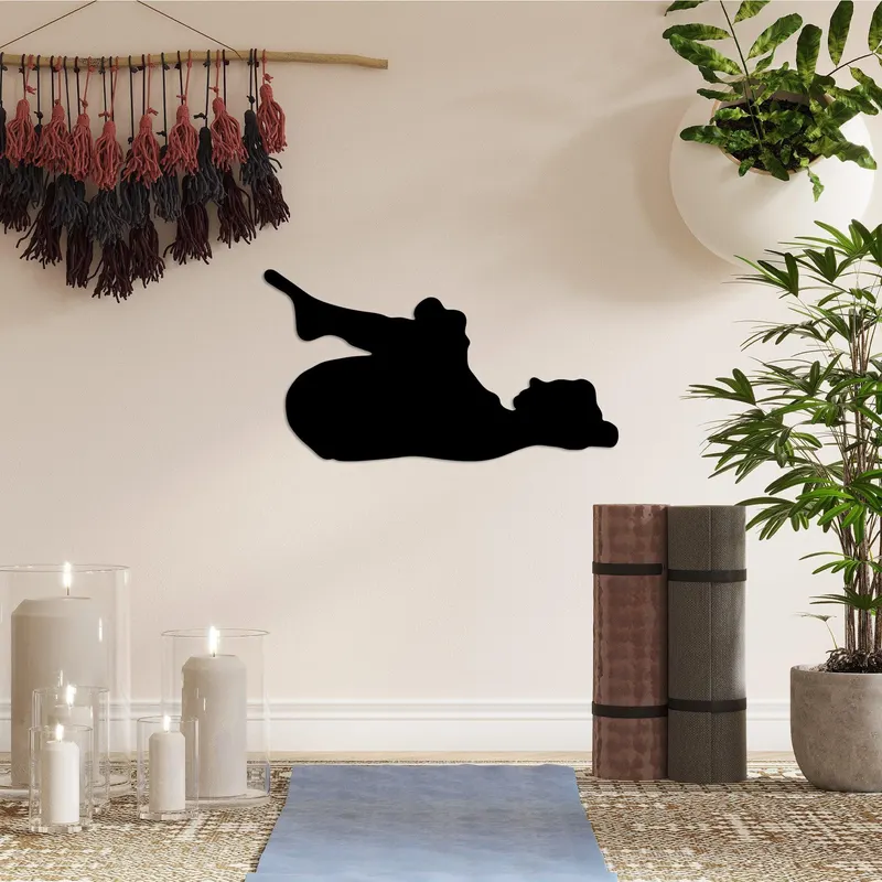 Decoratiune de perete Metal Yoga 8, Negru, 60x33 cm - Negru