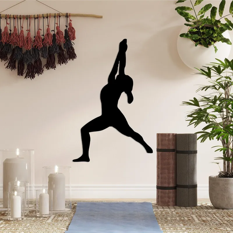 Decoratiune de perete Metal Yoga 10, Negru, 45x55 cm - Negru