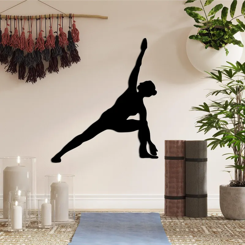 Decoratiune de perete Metal Yoga 13, Negru, 47x55 cm - Negru