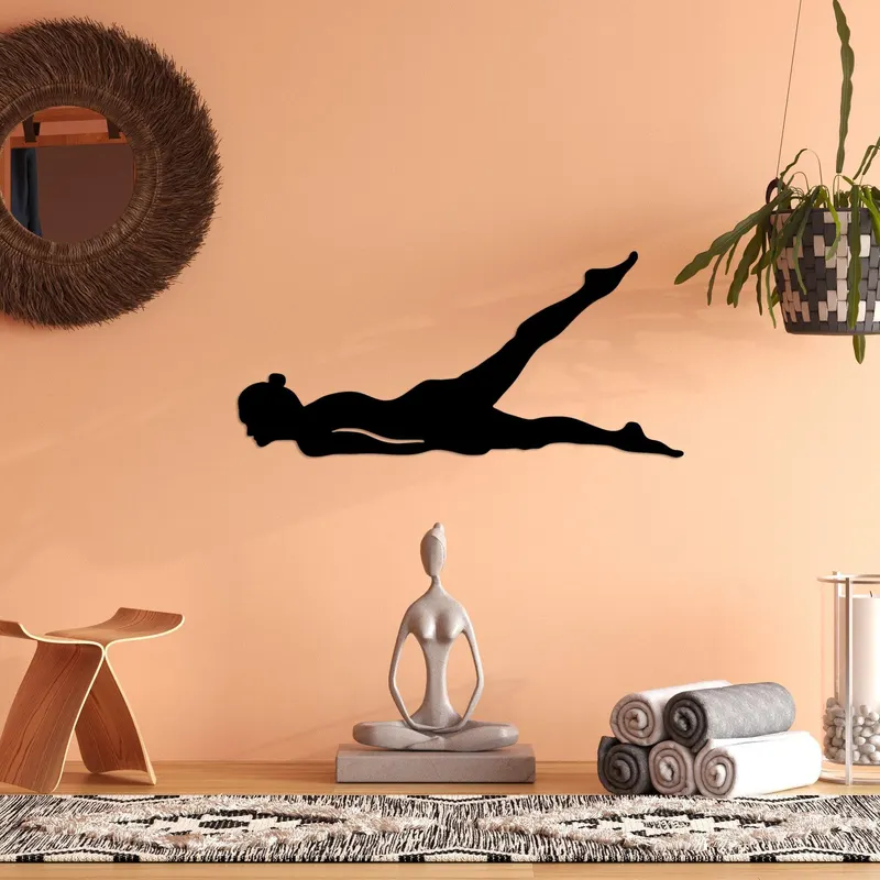 Decoratiune de perete Metal Yoga 15, Negru, 60x28 cm - Negru