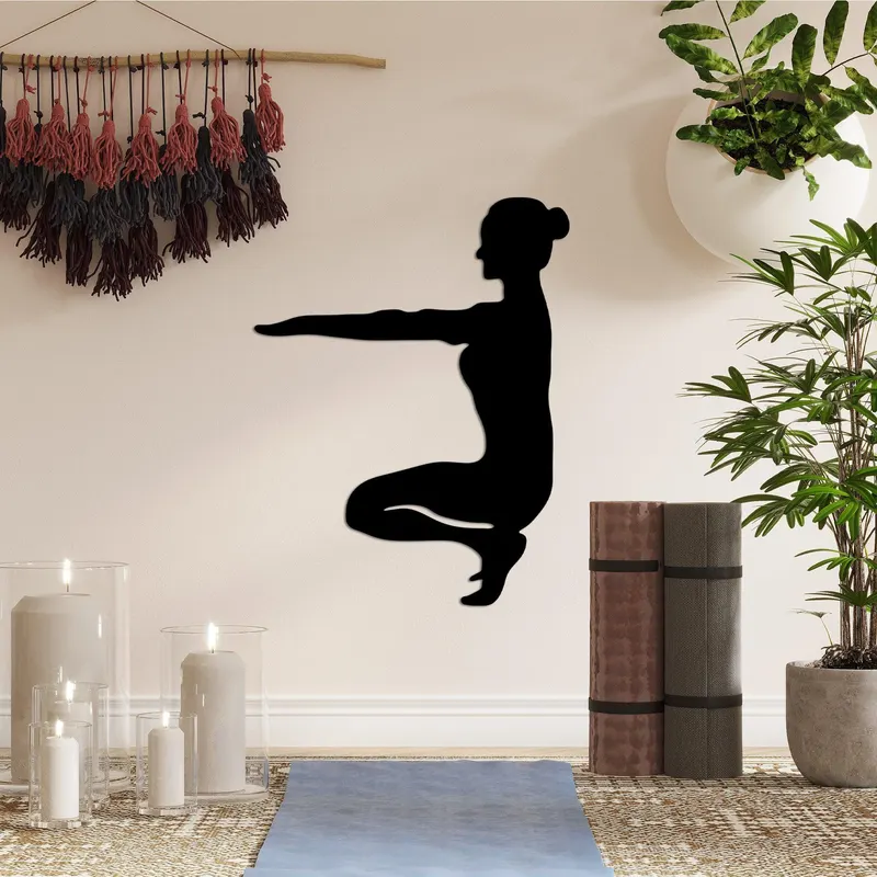 Decoratiune de perete Metal Yoga 16, Negru, 43x55 cm - Negru