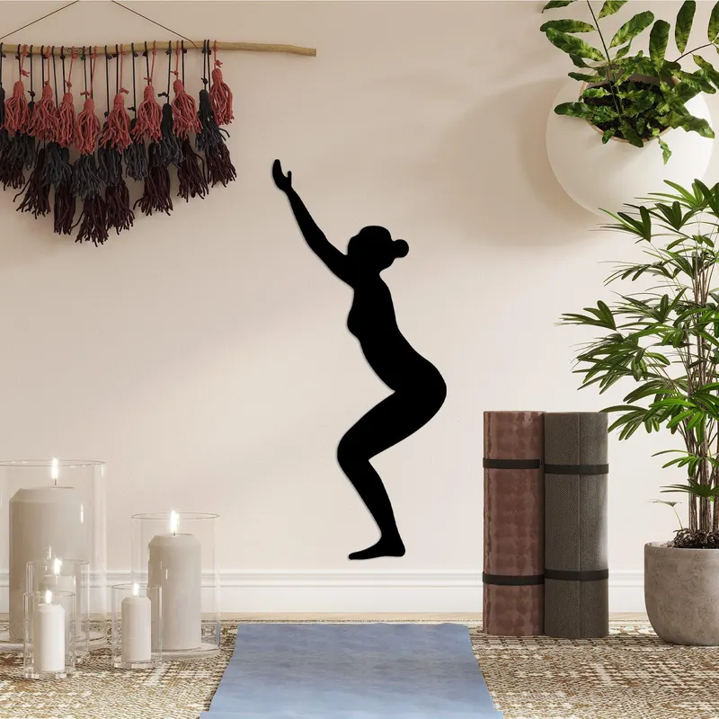 Decoratiune de perete Metal Yoga 20, Negru, 26x60 cm - Negru