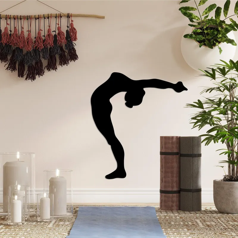 Decoratiune de perete Metal Yoga 21, Negru, 50x55 cm - Negru