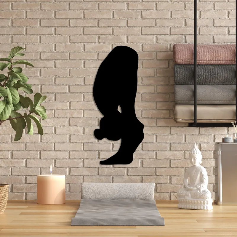 Decoratiune de perete Metal Yoga 26, Negru, 26x60 cm - Negru