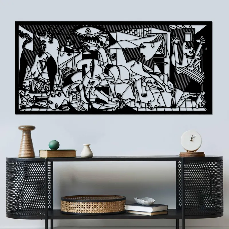 Decoratiune de perete Metal Pıcassso, Negru, 85x40 cm - Negru