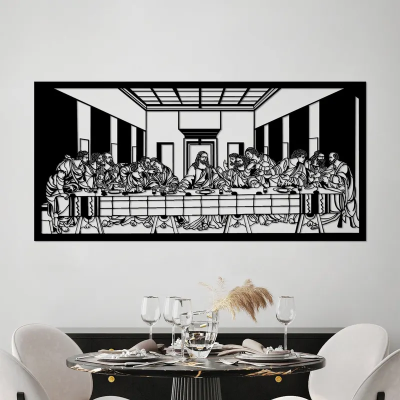 Decoratiune de perete Metal Davinci, Negru, 100x48 cm - Negru
