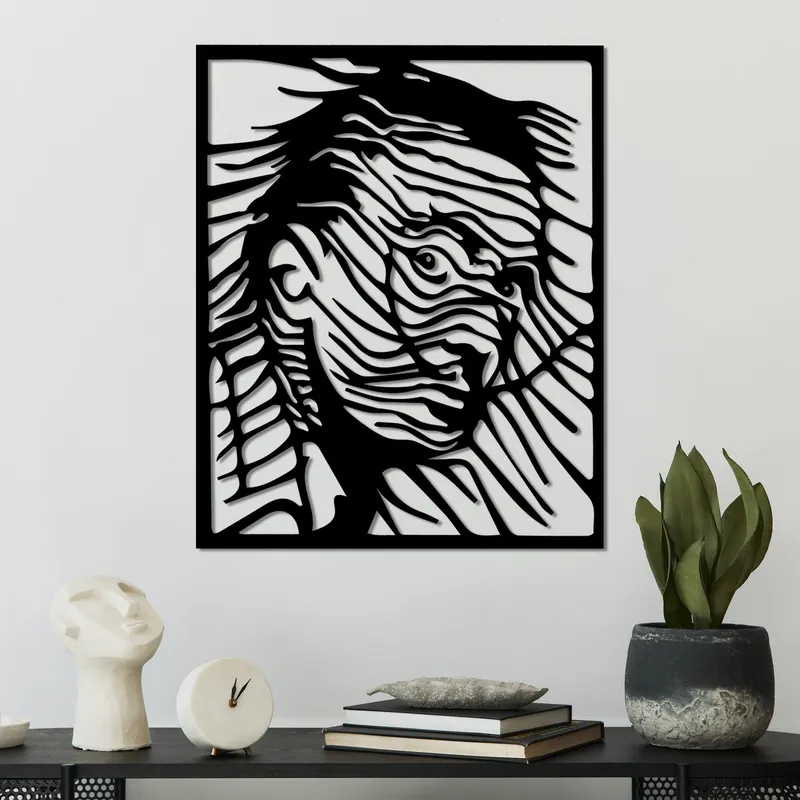 Decoratiune de perete Metal Dali, Negru, 45x56 cm - Negru