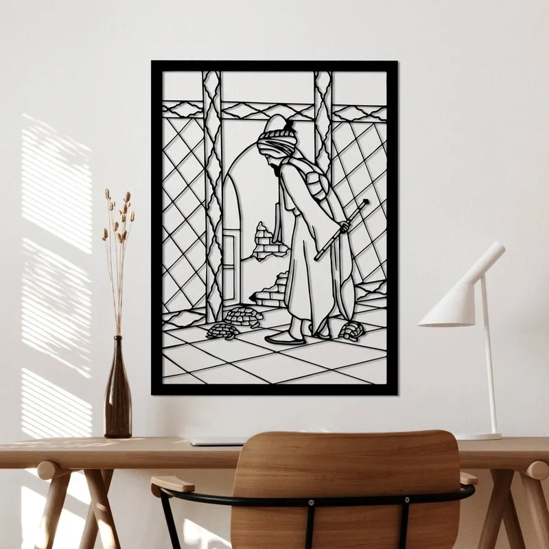 Decoratiune de perete Metal Osmanhamdı, Negru, 41x56 cm - Negru