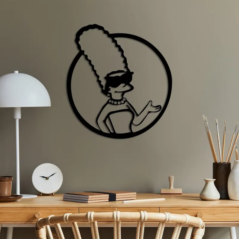 Decoratiune de perete Metal Sımpson 2, Negru, 33x33 cm - Negru