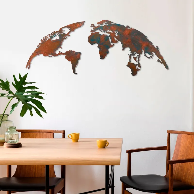 Decorațiune de perete din metal World Map Medium - 2, Multicolor - Multicolor