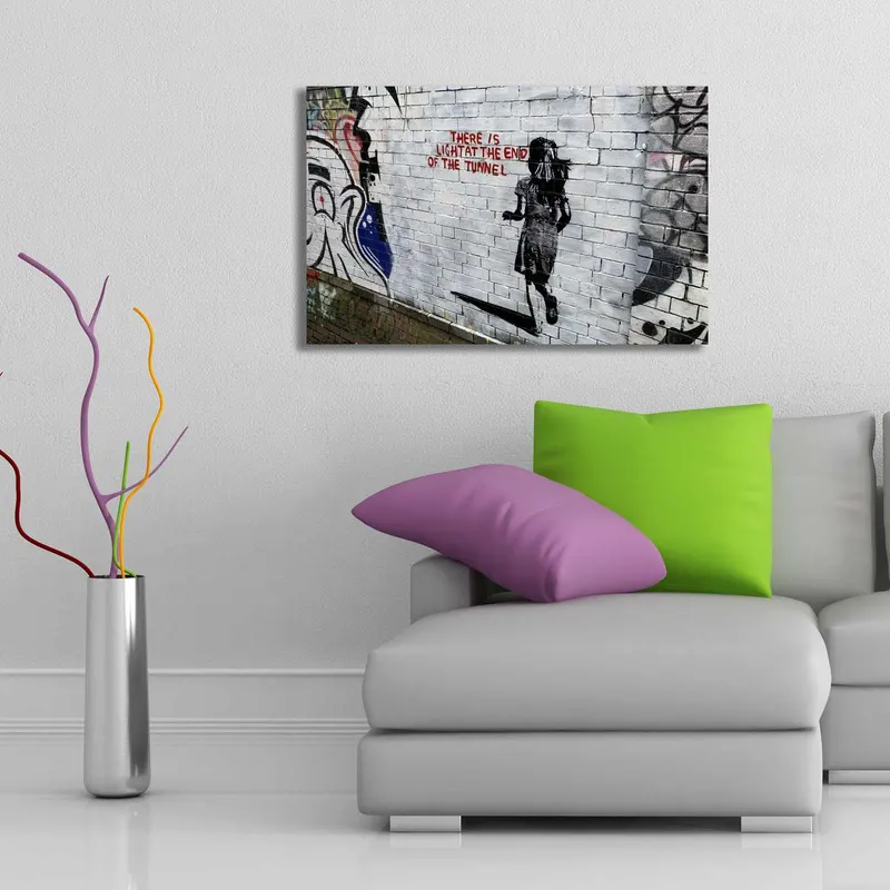 Tablou canvas 4570BANKSY003, Multicolor, 45x70x3 cm - Multicolor