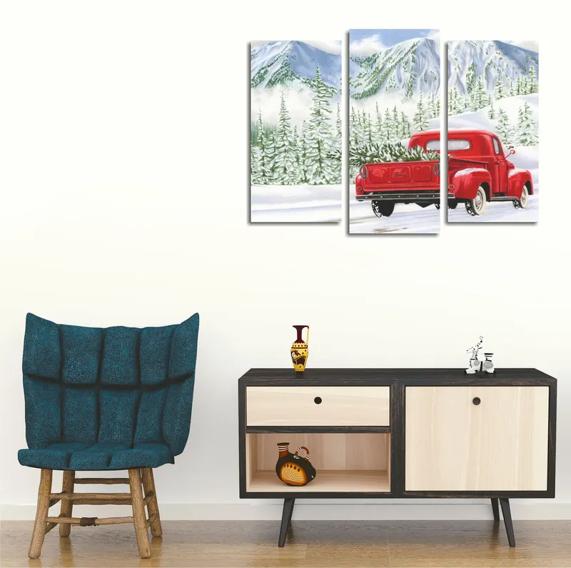 Tablou canvas 3 bucăți UC94, Multicolor, 66x45x3 cm - Multicolor