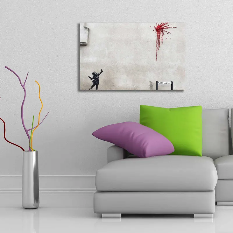 Tablou canvas 4570BANKSY004, Multicolor, 45x70x3 cm - Multicolor