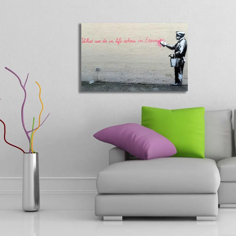 Tablou canvas 4570BANKSY006, Multicolor, 45x70x3 cm - Multicolor