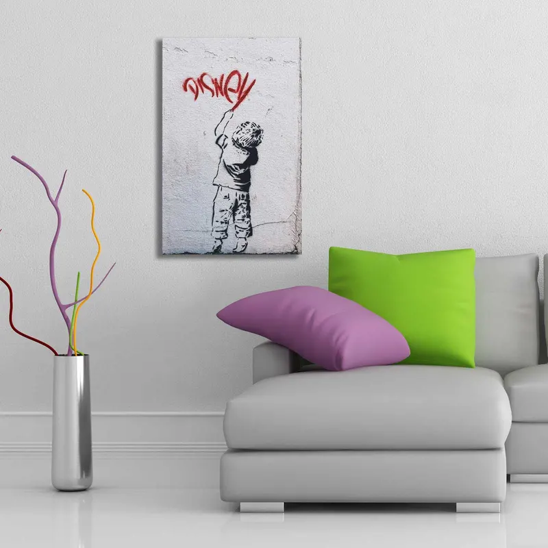 Tablou canvas 4570BANKSY011, Multicolor, 45x70x3 cm - Multicolor